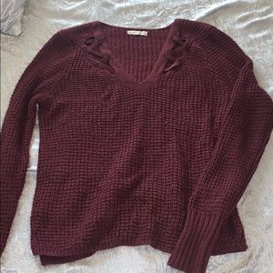 Maroon V-neck sweater
